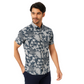 Men's Blue Flower Designed Short Sleeve Shirt – Slim Fit, Casual Wear.