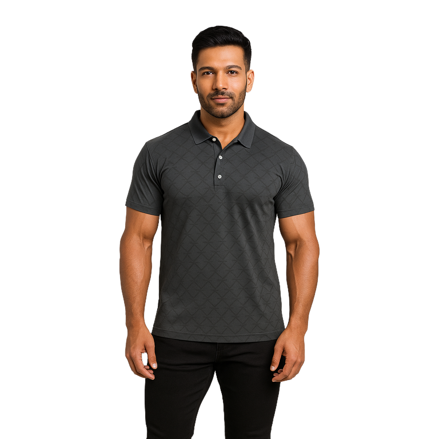 Men' Green Designed T-Shirt With Collar – Classic Fit.