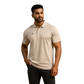 Men' Beige Designed T-Shirt With Collar – Classic Fit.