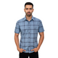 Men's Blue Checkered Short Sleeve Casual Shirt – Modern Fit.