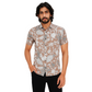 Men's Brown Flowered Designed Short Sleeve Shirt – Slim Fit, Casual Wear.