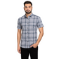 Men's Grey Checkered Short Sleeve Shirt – Slim Fit, Casual Wear.