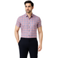 Men’s Slim Fit Short Sleeve Checkered Shirt – Pink & Blue Plaid Button.