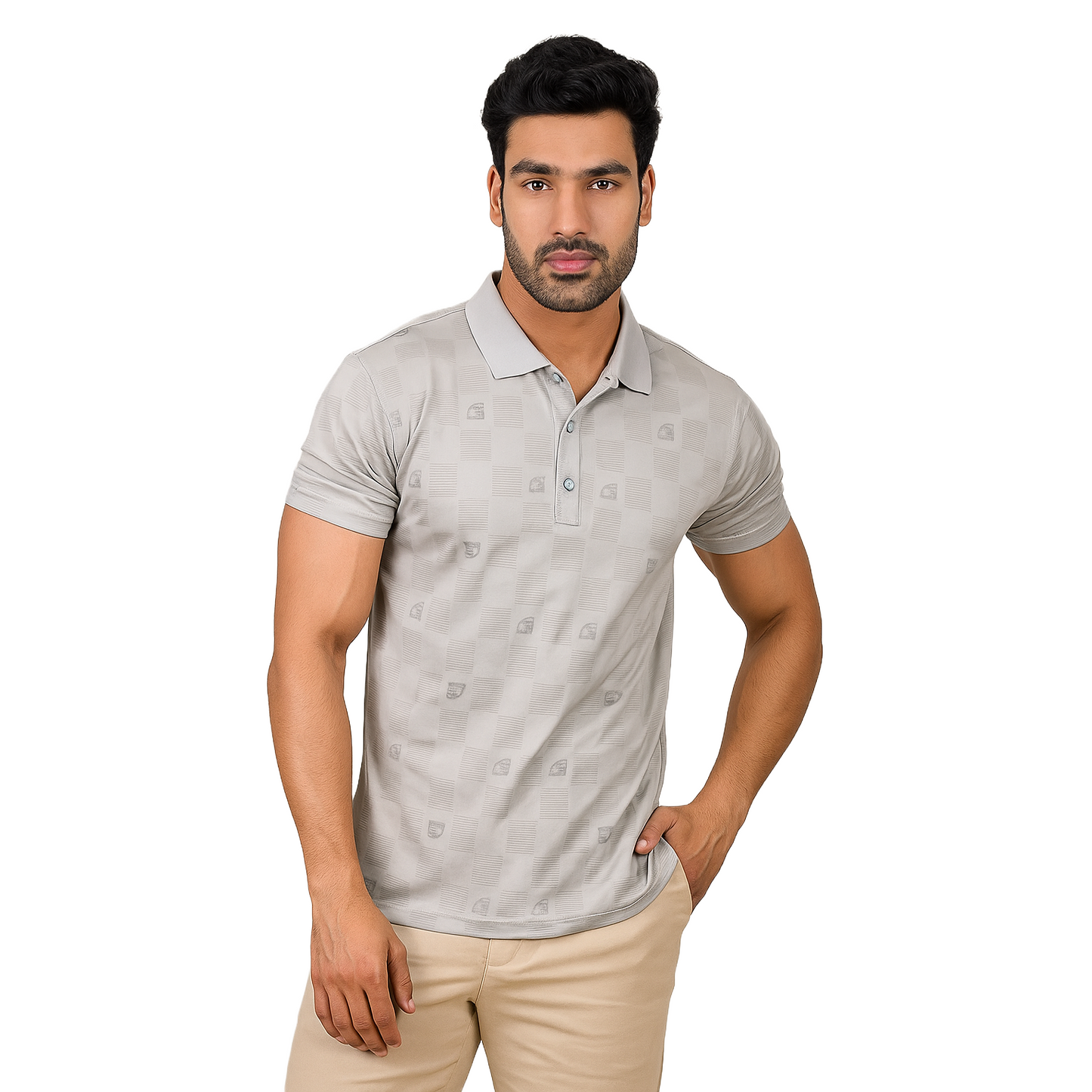 Men' GREY DIO Designed T-Shirt With Collar – Classic Fit.