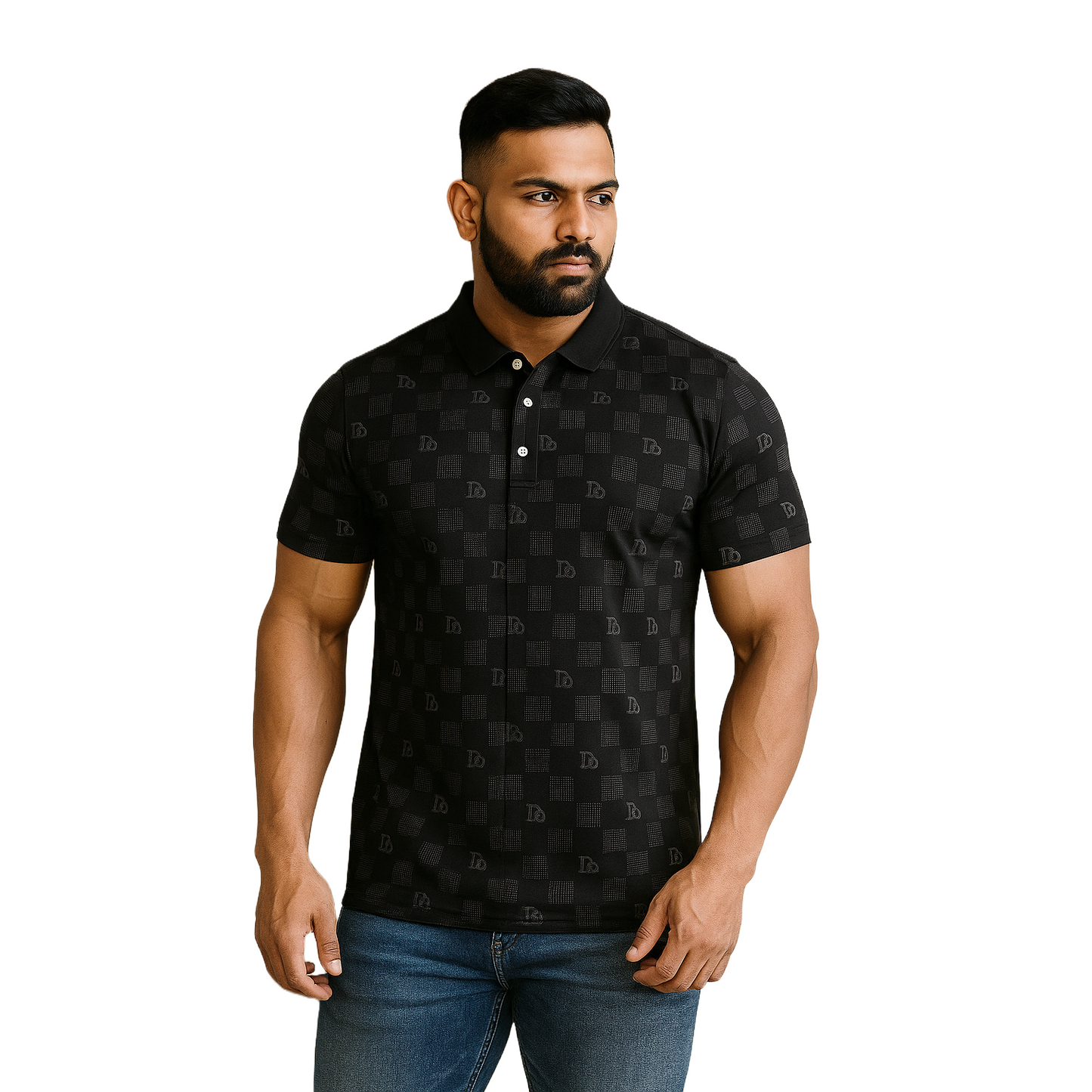 Men' Black DIO Designed T-Shirt With Collar – Classic Fit.