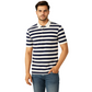 Men’s Navy & White Striped Polo T-Shirt – Classic Cotton Polo for Everyday Style