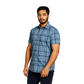 Men's Blue Checkered Short Sleeve Casual Shirt – Modern Fit.