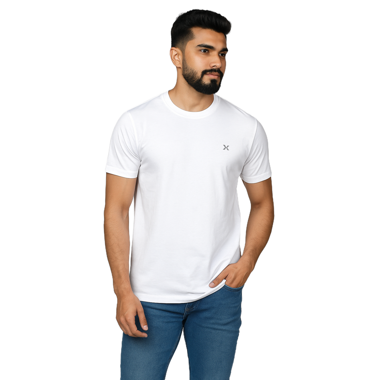 Men' White Plain T-Shirt Without Collar – Classic&Sport Fit.
