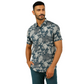 Men's Blue Flower Designed Short Sleeve Shirt – Slim Fit, Casual Wear.