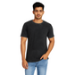 Men's Black Plain Oversized Downshoulder T-Shirt Without Collar – Classic Fit.