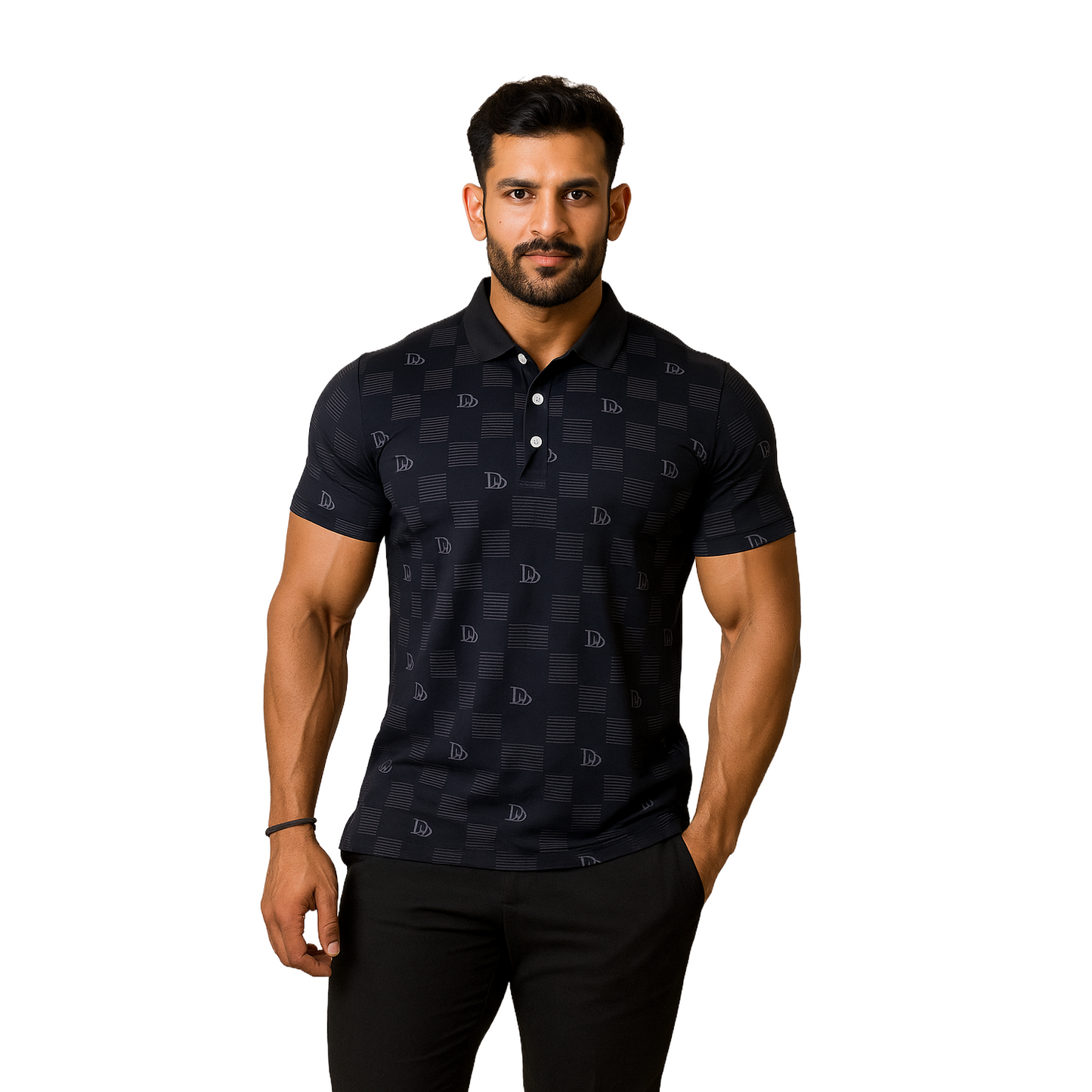 Men' Black DIO Designed T-Shirt With Collar – Classic Fit.