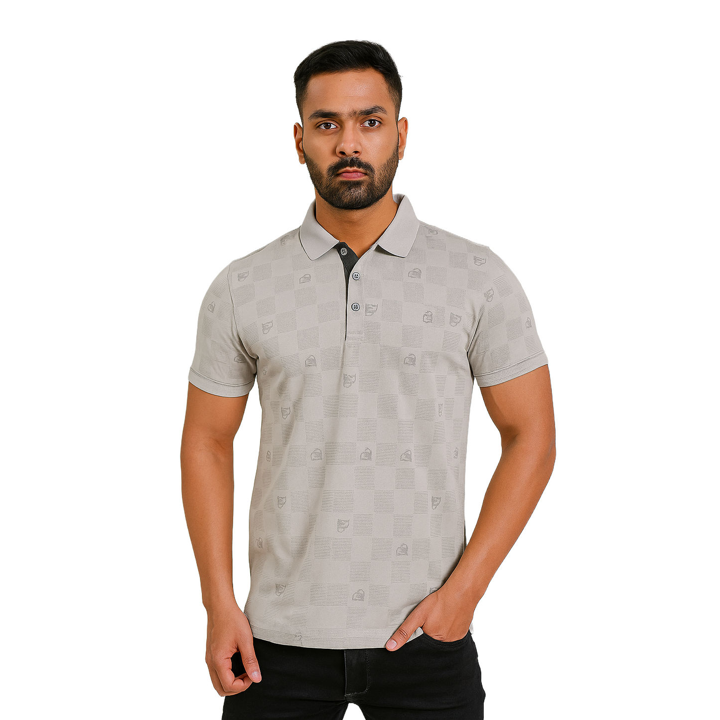 Men' GREY DIO Designed T-Shirt With Collar – Classic Fit.