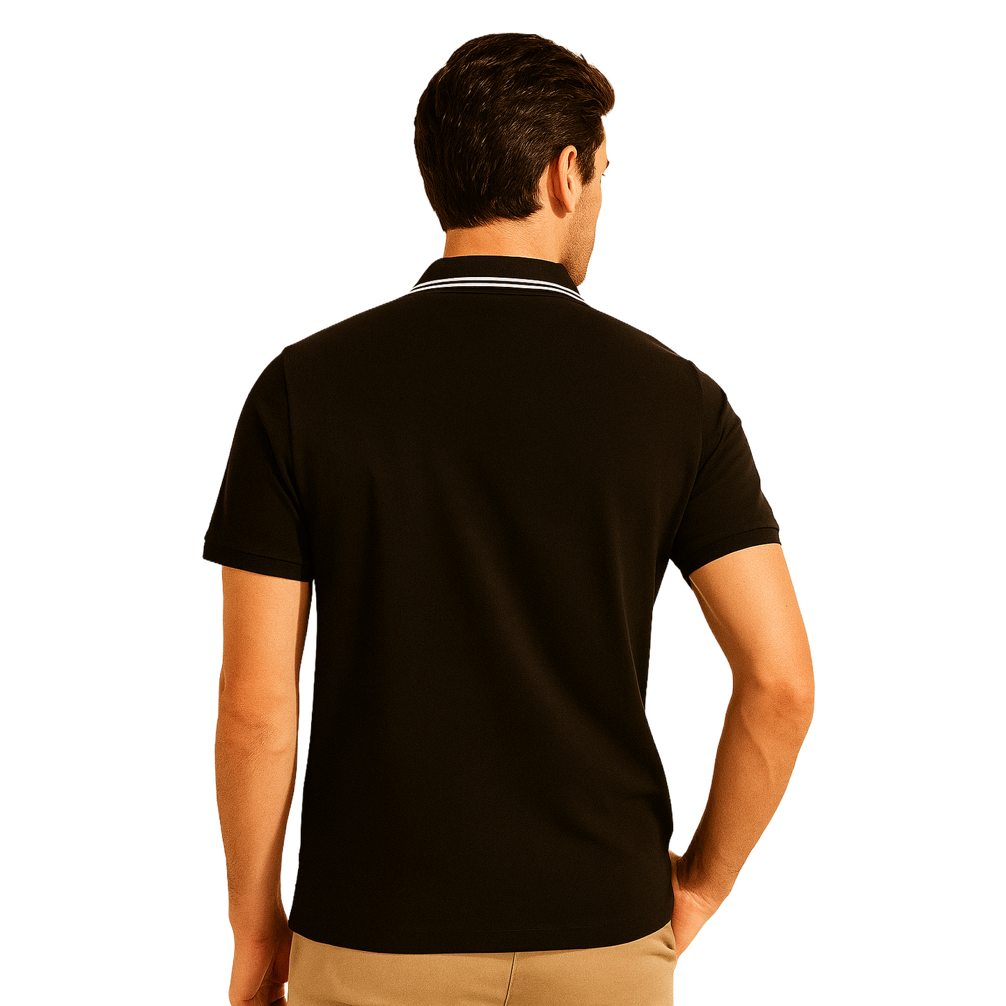 Men's Classic Black Polo T-Shirt – Slim Fit & Striped Collar