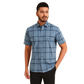 Men's Blue Checkered Short Sleeve Casual Shirt – Modern Fit.