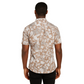 Men's Brown Flowered Designed Short Sleeve Shirt – Slim Fit, Casual Wear.