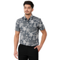 Men's Blue Flower Designed Short Sleeve Shirt – Slim Fit, Casual Wear.