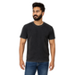 Men's Black Plain Oversized Downshoulder T-Shirt Without Collar – Classic Fit.