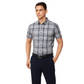 Men's Grey Checkered Short Sleeve Shirt – Slim Fit, Casual Wear.