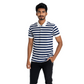 Men’s Navy & White Striped Polo T-Shirt – Classic Cotton Polo for Everyday Style