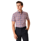 Men’s Slim Fit Short Sleeve Checkered Shirt – Pink & Blue Plaid Button.