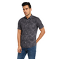 Men's Black Printed Short Sleeve Shirt – Slim Fit, Casual Wear.