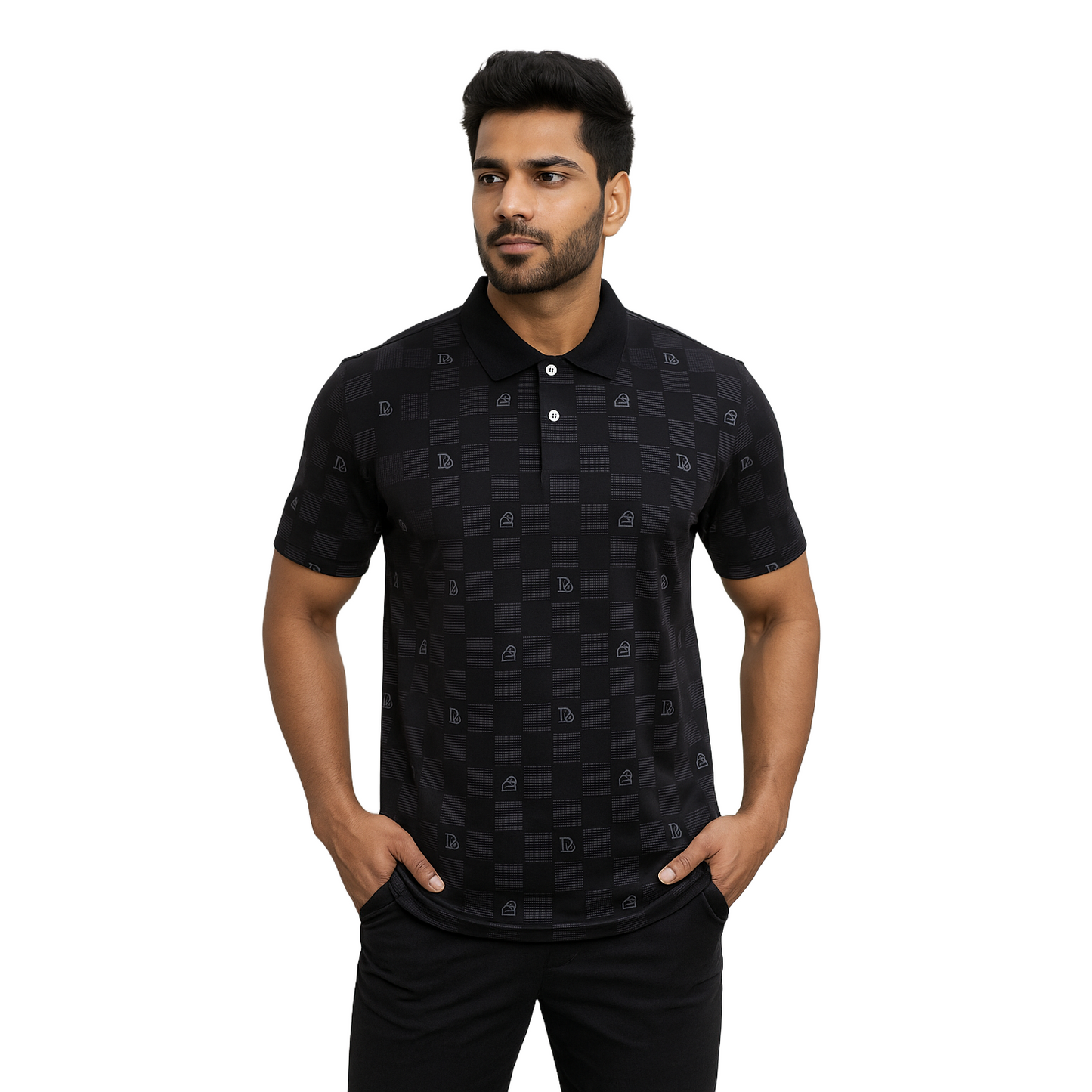 Men' Black DIO Designed T-Shirt With Collar – Classic Fit.