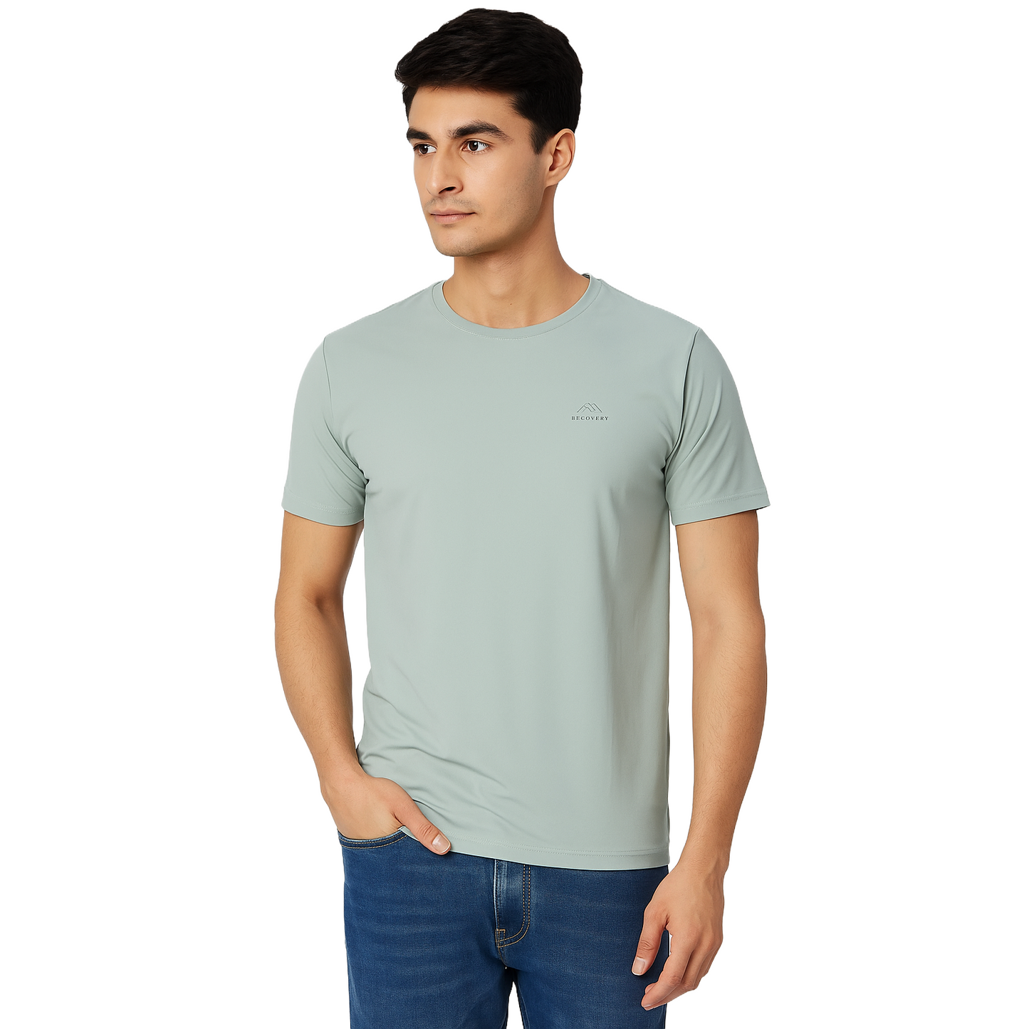 Men' Light Green PLAIN T-Shirt Without Collar – Classic Fit.