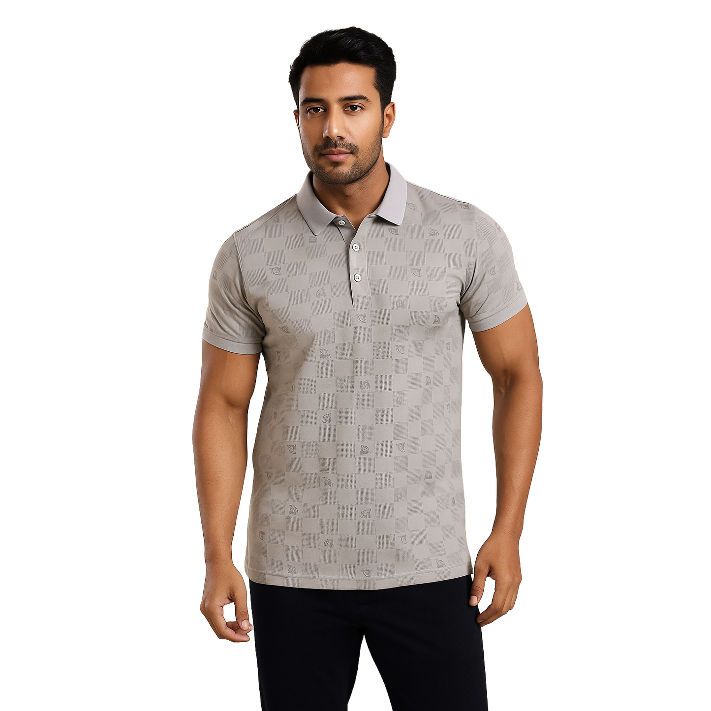 Men' GREY DIO Designed T-Shirt With Collar – Classic Fit.
